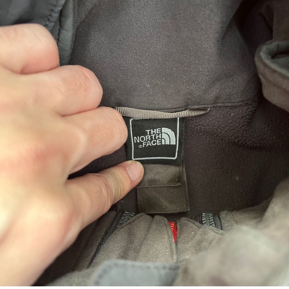 The North Face HyVent Hooded Rain Jacket Red Grey Colorblock Mens Medium - Picture 3 of 6
